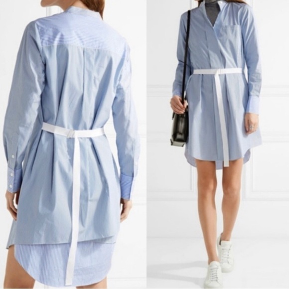 Theory Dresses & Skirts - Theory Jodalee Taff Striped Poplin Shirt Dress Blue White Size 2